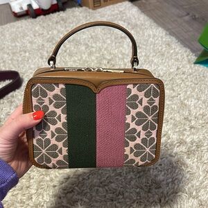 Kate Spade New York Spade Flower Jacquard Vanity Stripe Mini Top-Handle Bag